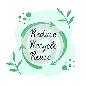 reduce, recycle, reuse, eco friendly, ecology concept. Vector Illustration for printing, backgrounds and packaging