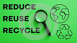 Reduce reuse recycle concept is shown using the text