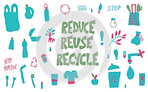 Reduce Reuse Recycle concept. Vector design.