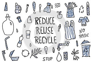 Reduce Reuse Recycle concept. Vector design.