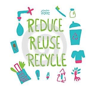 Reduce Reuse Recycle concept. Vector design.