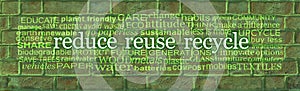 Reduce Reuse Recycle Green Brick Wall Word Cloud