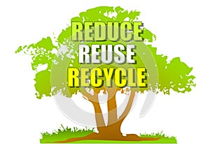 Reduce Reuse Recycle Green Tree