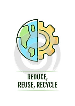 Reduce, reuse, recycle greeting card with color icon element