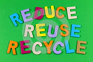 Reduce reuse recycle sign banner conserve renewable resources eco friendly