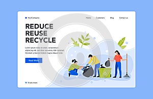 Reduce reuse and recycle trash landing page