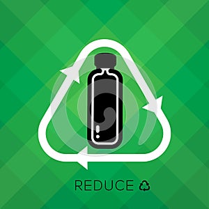 REDUCE SIGN WITH BOTTLE AND GREEN BACKGROUND