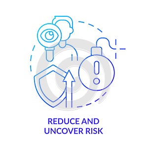 Reduce and uncover risk blue gradient concept icon