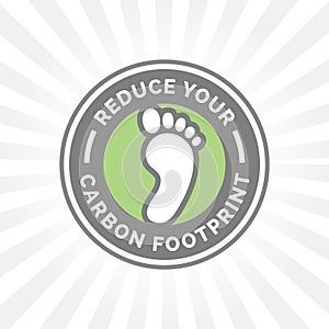 Reduce your carbon footprint icon with green environment foot badge