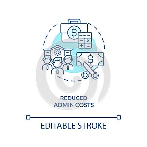 Reduced admin costs concept icon