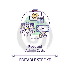 Reduced admin costs concept icon