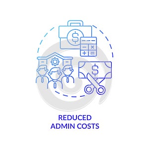 Reduced admin costs concept icon