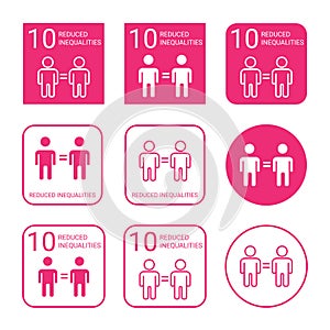 Reduced Inequalities Icon Set. Linear and Flat