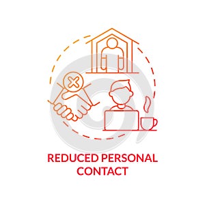 Reduced personal contact red gradient concept icon