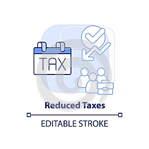 Reduced taxes light blue concept icon