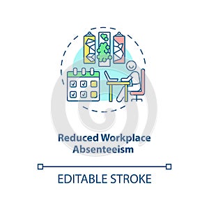 Reduced workplace absenteeism concept icon