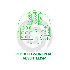 Reduced workplace absenteeism green concept icon