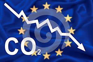 reducing co2 emissions in european union. Lower CO2 emissions to limit global warming and climate change. New law to decarbonize photo