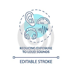 Reducing exposure to loud sounds concept icon