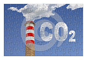 Reduction of CO2 presence in the atmosphere - jigsaw puzzle concept image