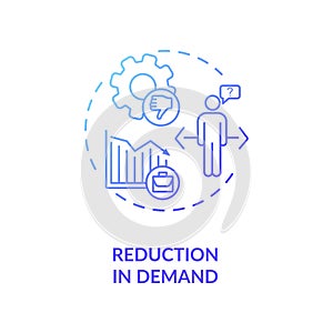Reduction in demand blue gradient concept icon