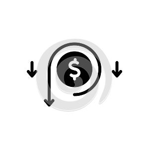 Black solid icon Reduction, decrease and shortage