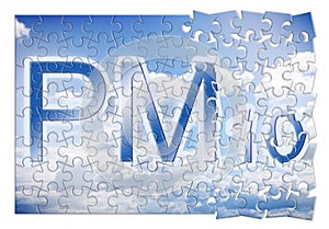 Reduction of particulate matter PM10 in the air - concept image in puzzle shape photo