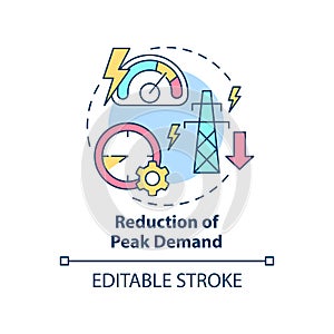 Reduction of peak demand concept icon