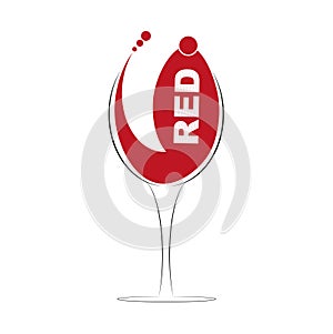 Redwine glass with splash on a white background