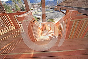 Redwood deck staircase