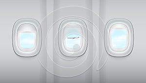 Reealistic Light Gray Plane Windows