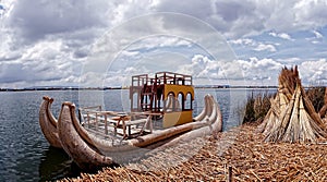 Reed boat Titicaca lake photo