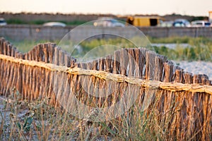 Reed fence on beautiful beach in Vadu