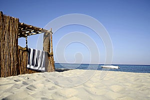 Reed hut on beach, red sea