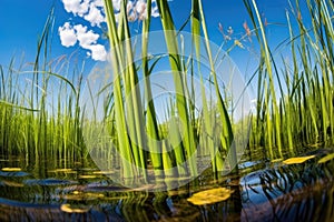 reeds and lily pads in a prime bass-fishing swamp