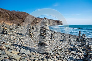 Reef Mys Vyatlina in Russian island in city Vladivostok. Chernysheva Bay