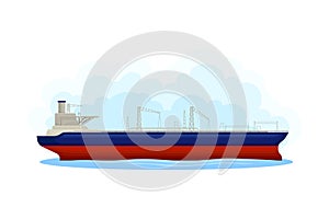 Reefer Ship or Refrigerated Cargo Ship as Water Transport Vector Illustration