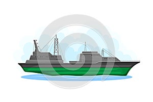 Reefer Ship or Refrigerated Cargo Ship as Water Transport Vector Illustration