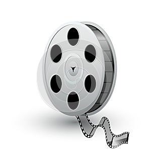 Reel of film, tape, bobina, realistic vector isolated on light background photo