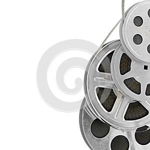 Reels with film strip isolated on a white background. Free space for your text