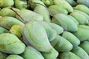 Reen mangoes in the fresh market