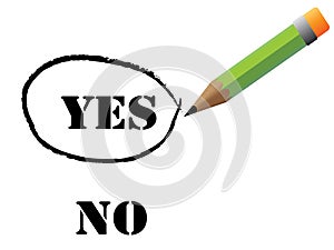 Reen pencil choosing yes