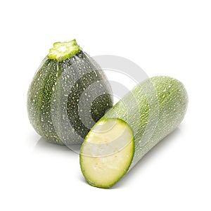 Reen zucchini isolated on white background.