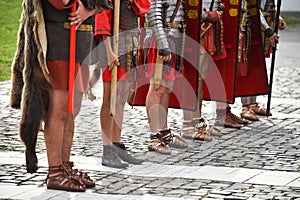 Reenactment with roman soldiers uniforms