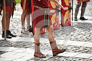 Reenactment with roman soldiers uniforms