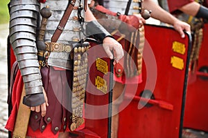 Reenactment with roman soldiers uniforms