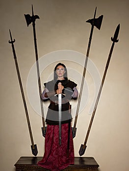 Joan of Arc posing in castle photo