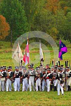 Reenactors dressed as Napoleonic war soldiers