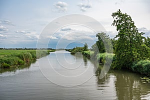 Reeuwijk, South Holland, The Netherlands - Green lawns and canals at the natural flood zones of the Reeuwijkse Plassen