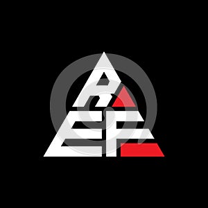 REF triangle letter logo design with triangle shape. REF triangle logo design monogram. REF triangle vector logo template with red